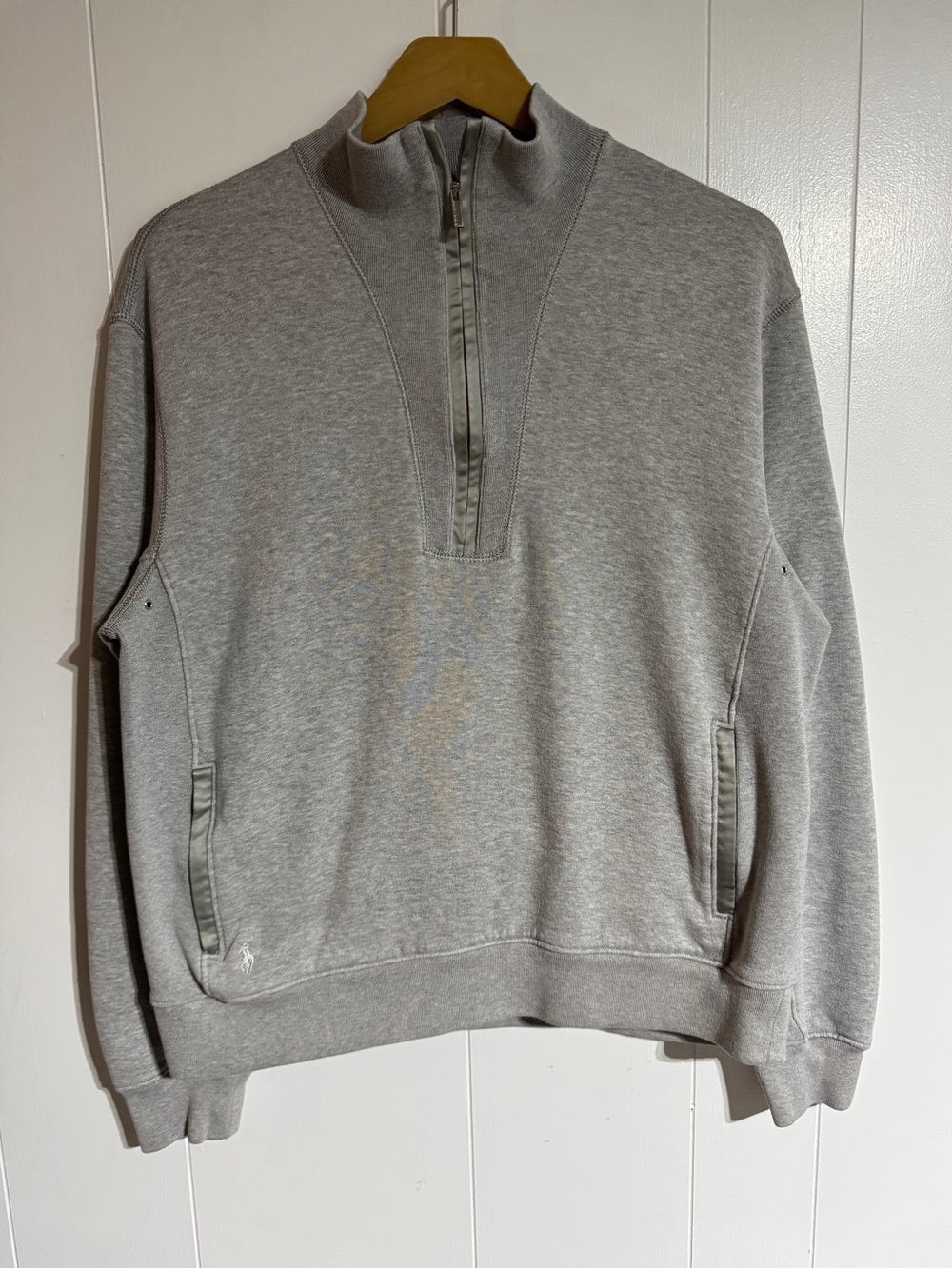 Ralph Lauren Golf Womens Grey Sweater Quarter Zip Pullover Y2K Preppy Golfwear